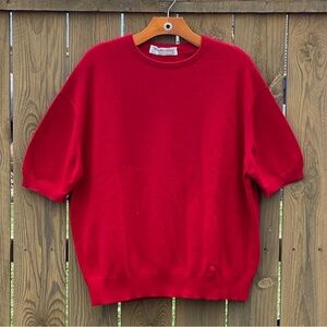 Vintage Burberry Cashmere Blend Short Sleeve Red Sweater Men’s XL
